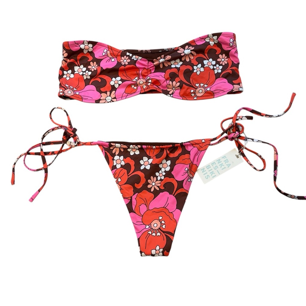 NWT, Frankie’s  BIKINIS Jeanette Strapless Top/Tia Bikini Bottom Tropics Sz Lg - Picture 5 of 14